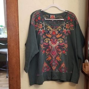 Johnny Was 1x (2x) Thermal Embroidered Cotton Tunic